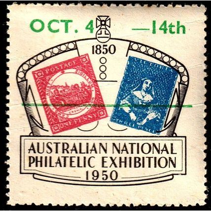 Australia 1950 National Philatelic Exhibition Used Cinderella Poster Stamp