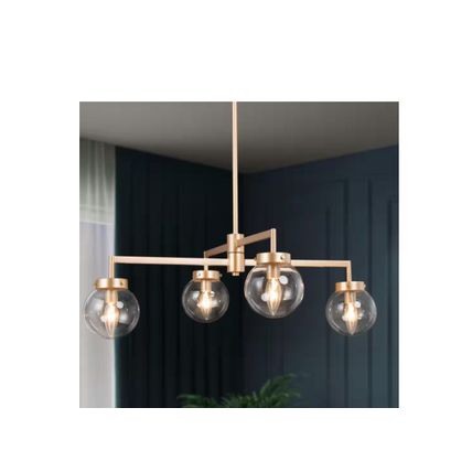 Uolfin Modern Gold Sputnik Bedroom Chandelier, 27.5 in. 4-Light Chandelier