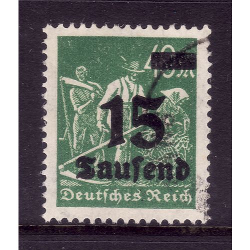 GERMANY 1923 15T on 40M GREEN REAPERS SG 276 FINE USED#4