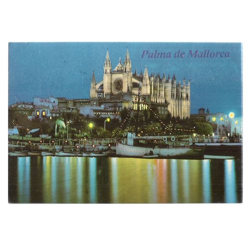 PALMA DE MALLORCA used postcard 1984 postmark night view =