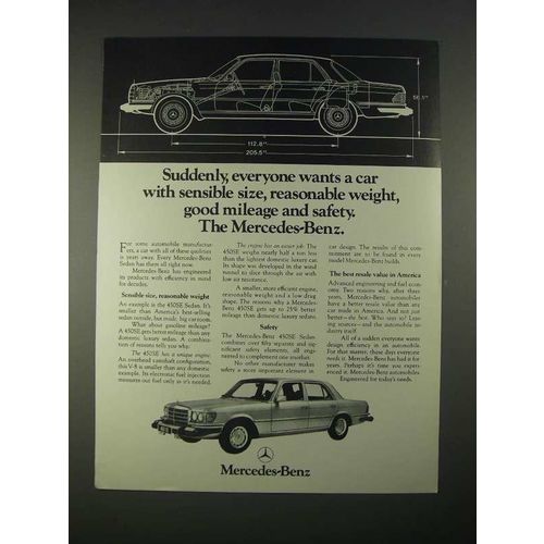 1974 Mercedes-Benz 450SE Sedan Ad - Good Mileage