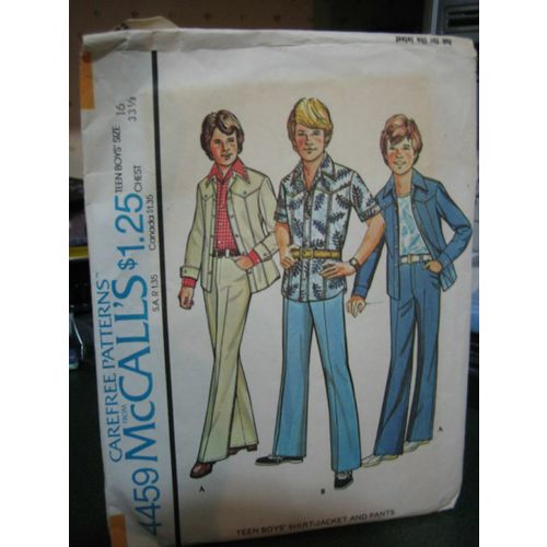 Vintage McCall's 4459 Boys Shirt Jacket & Pant Pattern - Size 16 Chest 33 1/2
