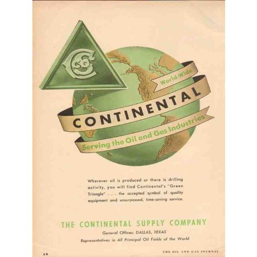 CONTINENTAL SUPPLY COMPANY 1955 serving oil gas industries vintage ad