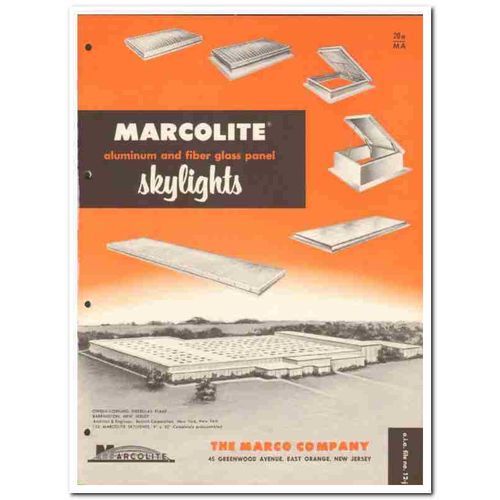 MARCO COMPANY 1958 aluminum fiber glass skylight roof vintage catalog
