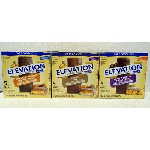 Millville Elevation Protein Bars Carb Conscious 3 Variety Flavors Second Bundle