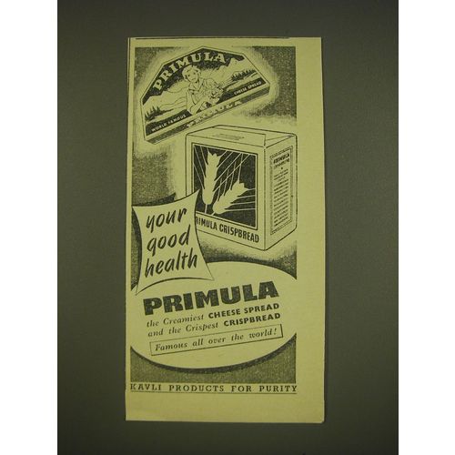 1955 Primula Crispbread and Cheese Spread Ad - Your good health