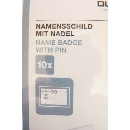 10 x DURABLE NAME BADGE WITH PIN BRAND NEW IN BOX