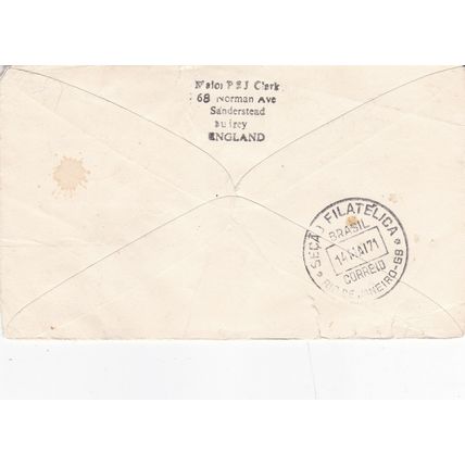 Netherlands 1971 Lufthansa LH508 Munich-Sao Paulo Taxed and Paquebot Hoek Cover