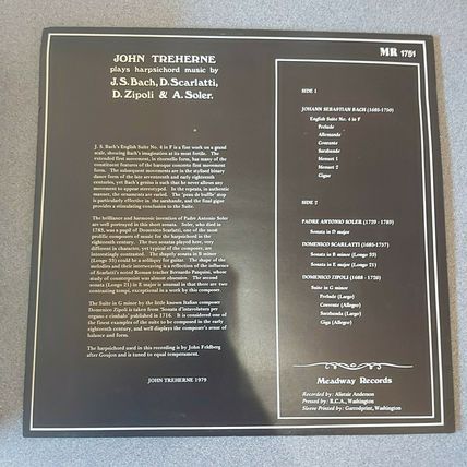 John Treherne ‎– plays harpsichord music by J.S.Bach, D.Scarlatti, D.Zipoli & A.