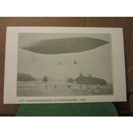 SANTOS DUMONT AT LONGCHAMP, FRANCE air ship unused repro postcard