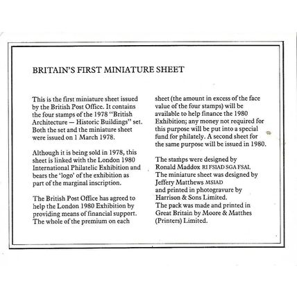 LONDON 1980 INTERNATIONAL EXHIBITION - BRITISH POST OFFICE FIRST MINIATURE SHEET