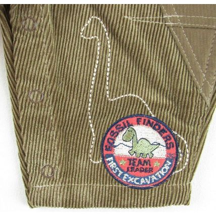 NWT Vitamins Kids Boy's Dinosaur Flannel Shirt + Corduroy Overalls Set, 6-9 Mos.