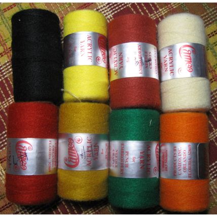 Lot of 8 Rolls Cameo Acrylic Yarn for Punch Embroidery