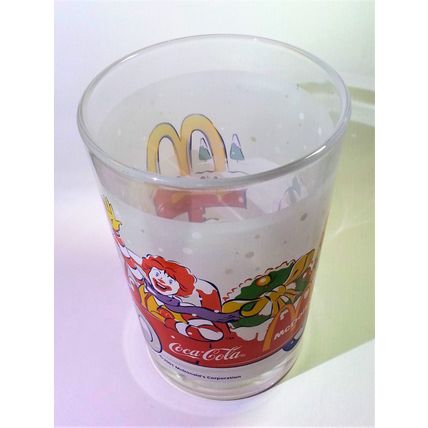 Coca Cola x McDonald's Mascot (Ronald) 2001 Christmas Tumbler Drinking Glass