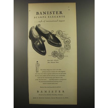 1955 Banister Shoes Ad - Scarpa Elegante ..style of international import