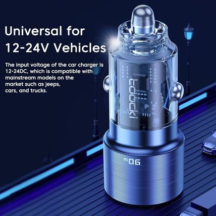 USB C Car Charger QC4.0 2 PD Port 100W Cable for Laptop Phone 90W 45W 12-24v 65W