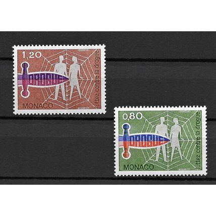 Monaco 1976 Campaign Against Drug Abuse MNH set S.G. 1280-1281
