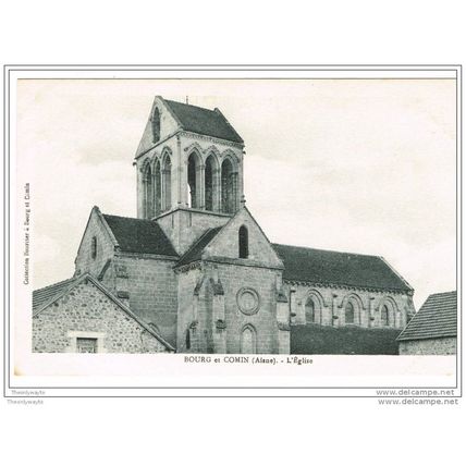 BOURG ET COMIN (AISNE), L'EGLISE, FRANCE, c1920s?, Postcard