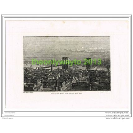 VIEW OF BROOKLYN BRIDGE, NEW YORK, USA, BOOK ILLUSTRATION (PRINT) 1891