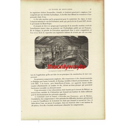 Mont Cenis Tunnel, Pumps & Compressors, France, Book Illustration (Print), 1895