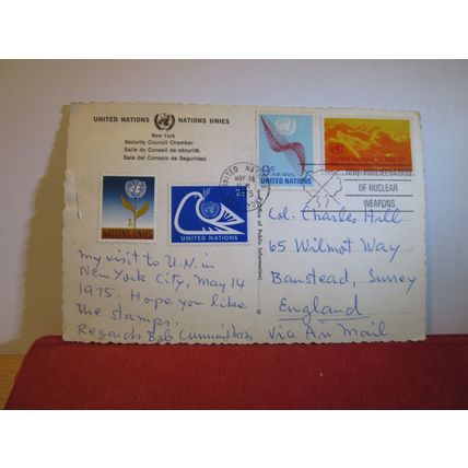 SECURITY COUNCIL, UNITED NATIONS, NEW YORK CITY, USA used postcard 1975 pm =