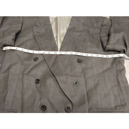 Oscar de la Renta Mens Blazer Gray Double Breasted Button Sleeve Pockets
