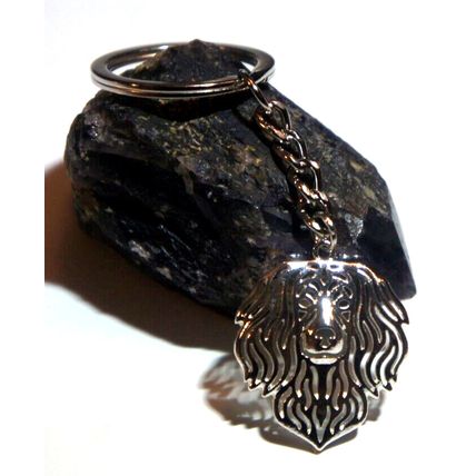 SPANIEL DOG KEY RING WITH KEY CHAIN & VELVET GIFT BAG
