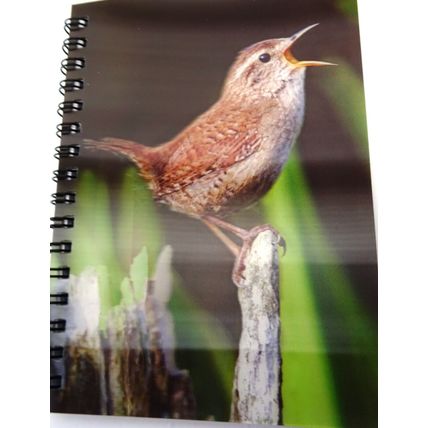 Jenny Wren 3D image on the cover of a pocket Notebook