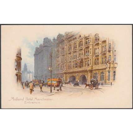 Entrance, Midland Hotel, Manchester, c.1905 - Midland Railway Hotels Postcard