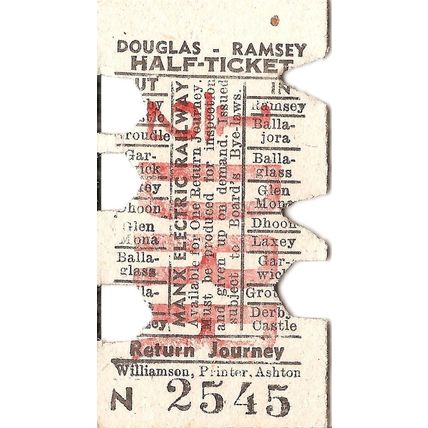Manx Electric Railway Edmondson Ticket - Douglas to Ramsey