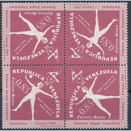 1st National Games, Caracas: 85c Block of 4 - Venezuela 1962 - MNH - MiNr 1463A