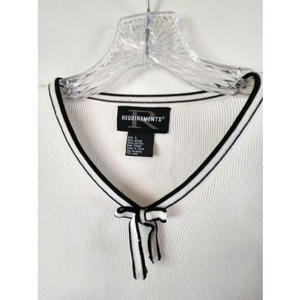Requirements Women's White Black Trim Cotton Rayon Sweater Top Size L