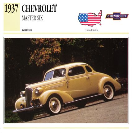 Collectors Club card. Classic Cars. Chevrolet Master Six (1937)