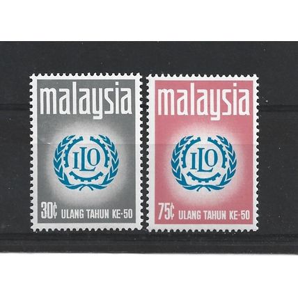 Malaysia.50th Anniv International Labour Organization set of 2.Mntd Mint.May25b