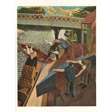 Sir Stanley Spencer Swan Upping Tate London Painting Postcard