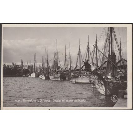 Muelle de España, El Puerto, Barcelona, c.1920s - Unique Foto Tarjeta Postal