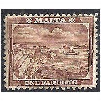 Malta 1901 SG31 1/4d Brown Watermark Crown CA Mounted Mint. .
