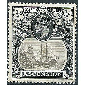 Ascension Island 1924 SG10 1/2d Grey-Black & Black (Tone Spot) Mounted Mint ...