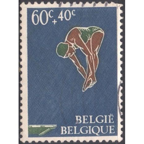 Belgium 1966 - SG1965 - 60c + 40c brown green blue - swimming - used