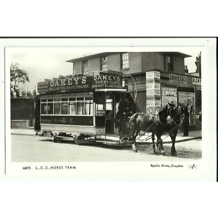 LONDON LCC Horse Tram Postcard (Pamlin M575)