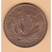 GB Halfpenny 1967 EF to Unc