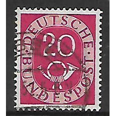 GERMANY REPUBLIC 1951 NUMERAL AND POSTHORN 20pf RED SG 1052 FINE USED