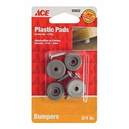 3/4" Dia X 5/16"T Bumper Pad, Grey Plastic, With Screws 4/PK-No. 55932