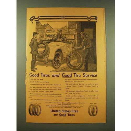 1918 United States Tires Ad - Good tires and good tire service