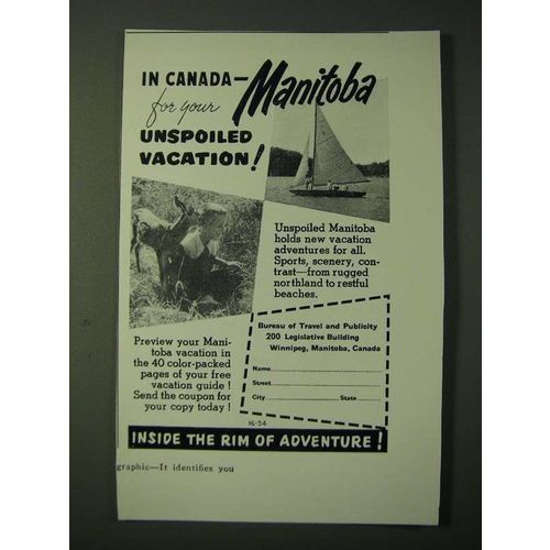 1955 Manitoba Canada Ad - In Canada - Manitoba for your unspoiled vacation