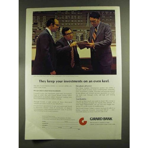 1972 Girard Bank Ad - Keep Investments on Even Keel