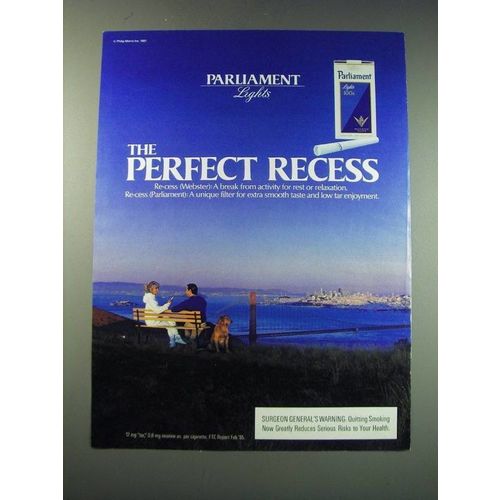 1987 Parliament Lights Cigarettes Ad - The perfect recess