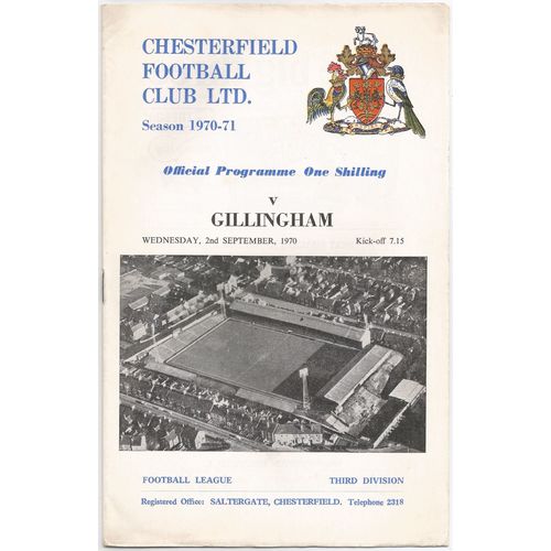 1970-71 CHESTERFIELD v GILLINGHAM (Good To Very Good Condition - No Writing)