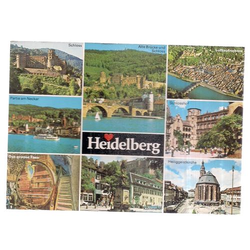 multiview HEIDELBERG, GERMANY, used postcard 1988 postmark =