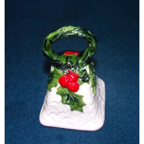 Lefton White Holly 3 ½" Christmas bell 6053 berries vintage good condition